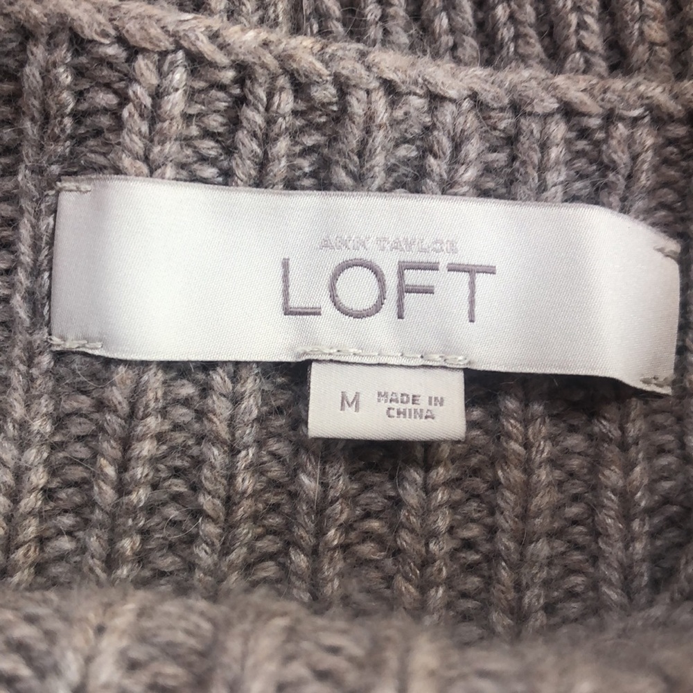 LOFT ANN TAYLOR Boatneck Cable Knit Sweater - Tan- Medium - Picture 9 of 10